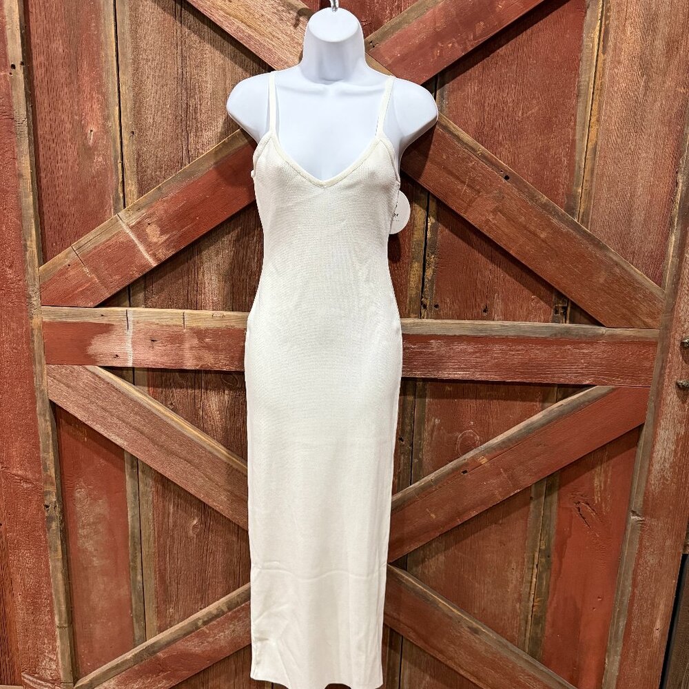 Slim Fitting Midi Dress Princess Polly Shaniah S/M White Spaghetti Strap Slinky